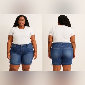 Copperflash Bermuda Shorts Size 24W Mid
Rise Stretch Blue Denim
